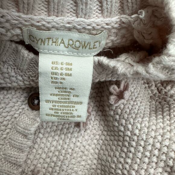 Cynthia Rowley Pink Seed Stitch Cardigan Sweater 3D Floral Baby Girl 6-9 Months - Picture 5 of 6